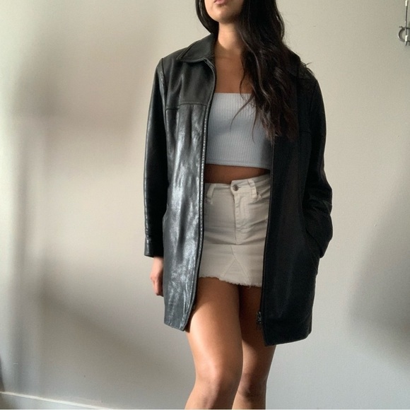 Danier 100% genuine leather coat black Mens size MED full zip with collar - Picture 2 of 16